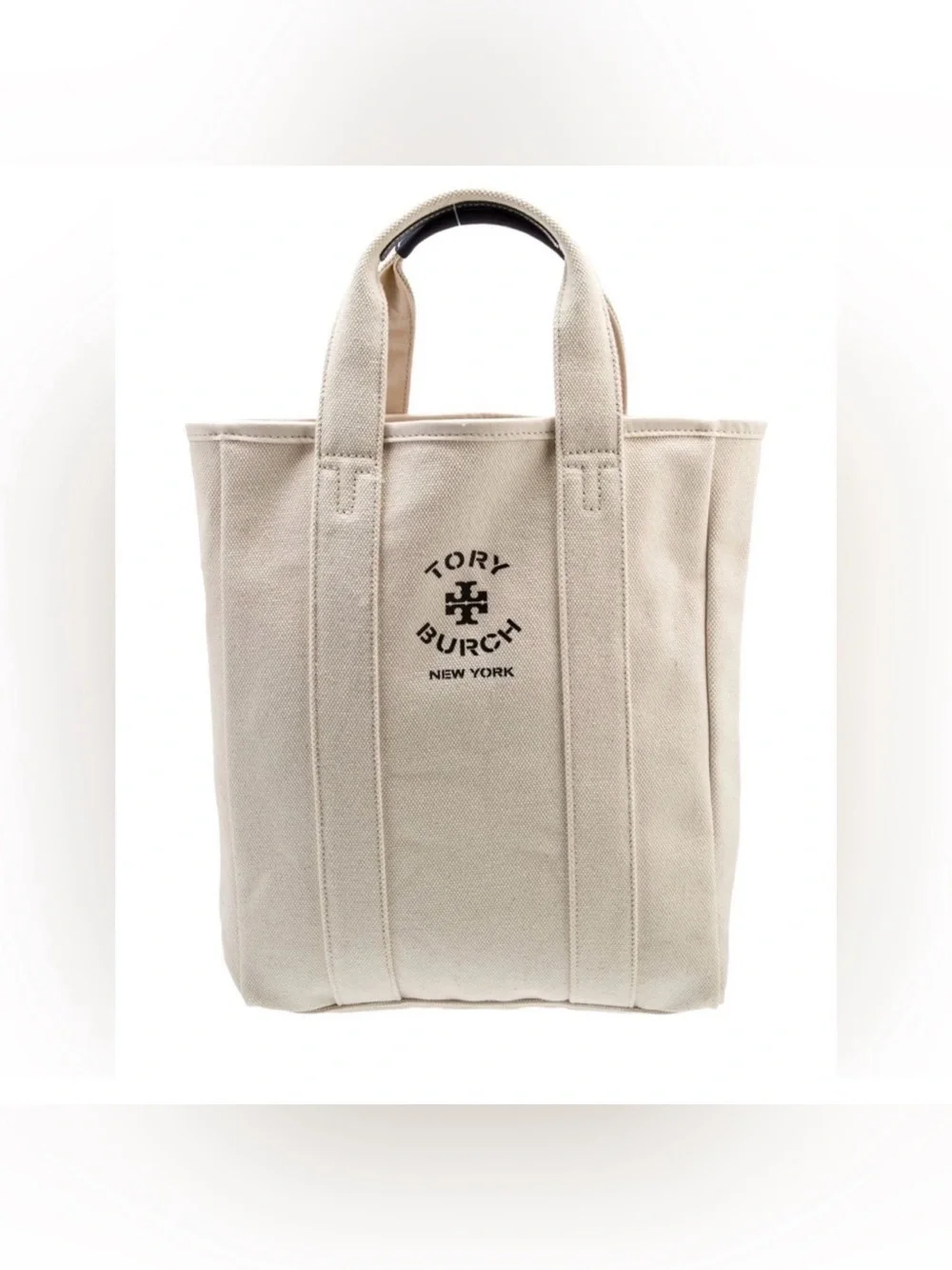 Tory Burch Cream Canvas Tote with Logo NEW